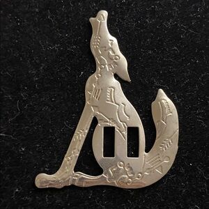Howling Wolf Pendant Charm Silver Tone Cutout Tribal Southwest Style
